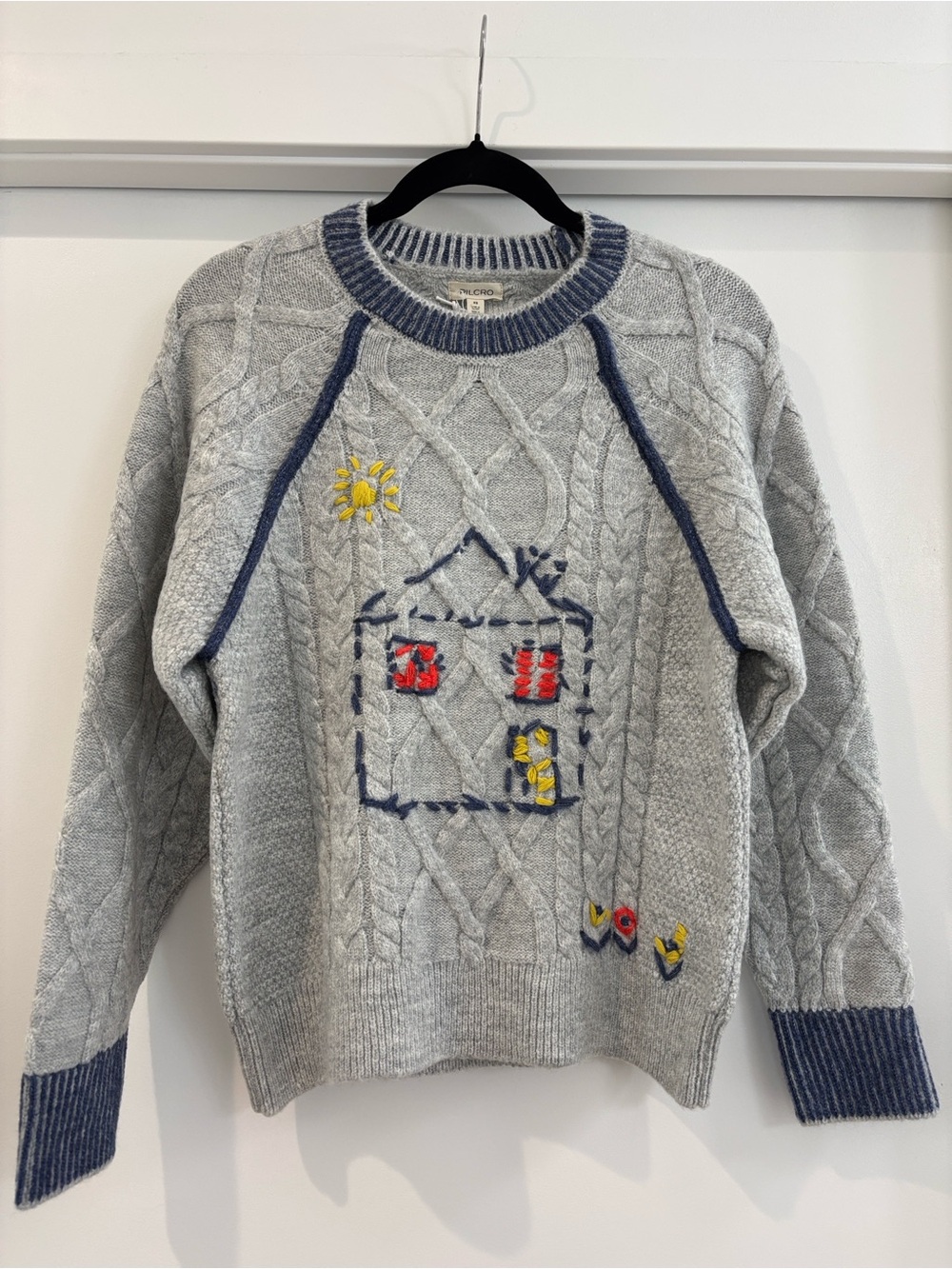 NWT Anthropologie Pilcro Cable-Knit Embroidered Cozy Home Sweater - Picture 2 of 8
